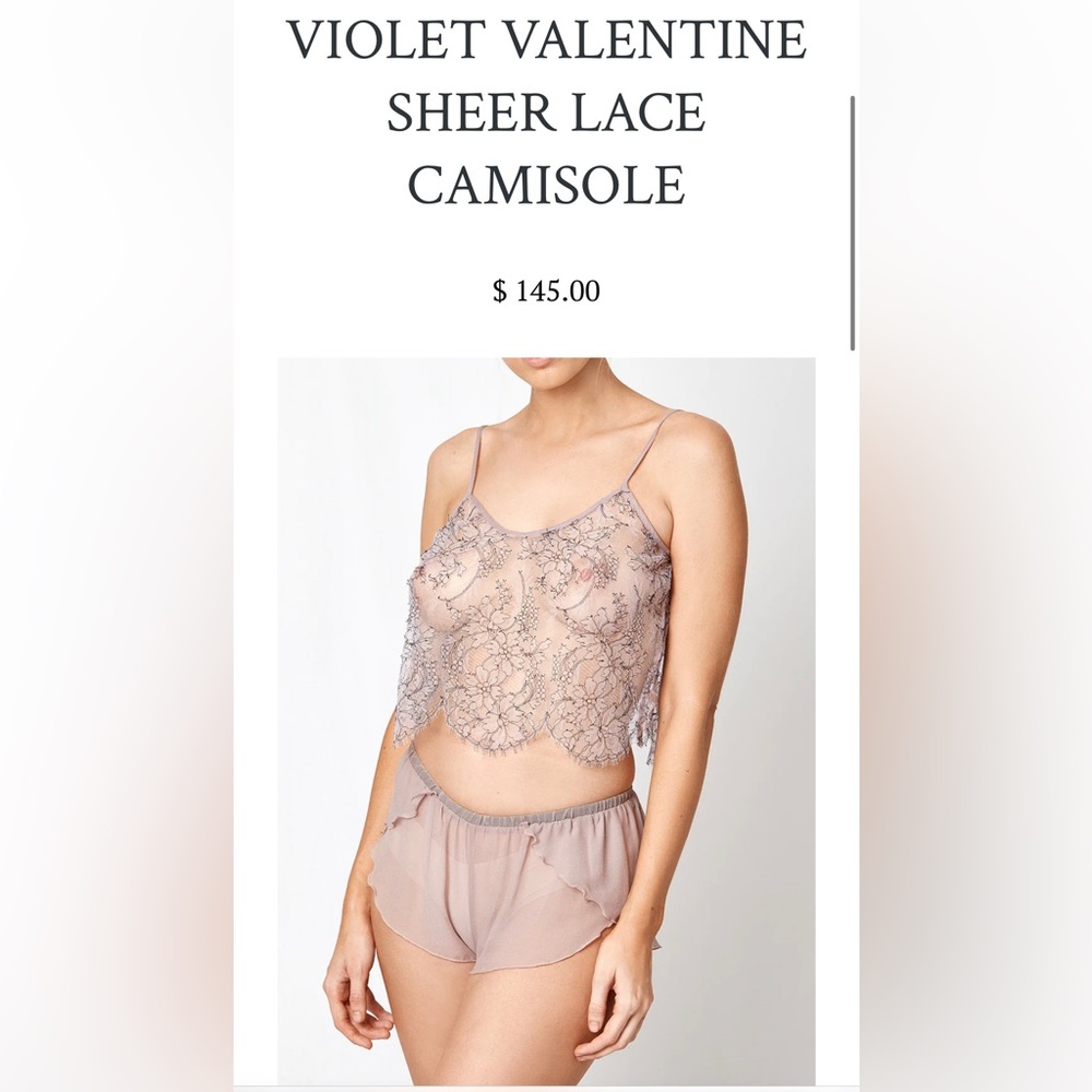 SJ Lingerie Violet Valentine sheer lace camisole